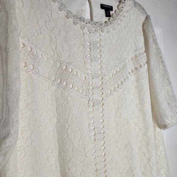 Torrid Lace Puff Short Sleeve Blouse - Size 0 (0X – 12/L) - Picture 3 of 9